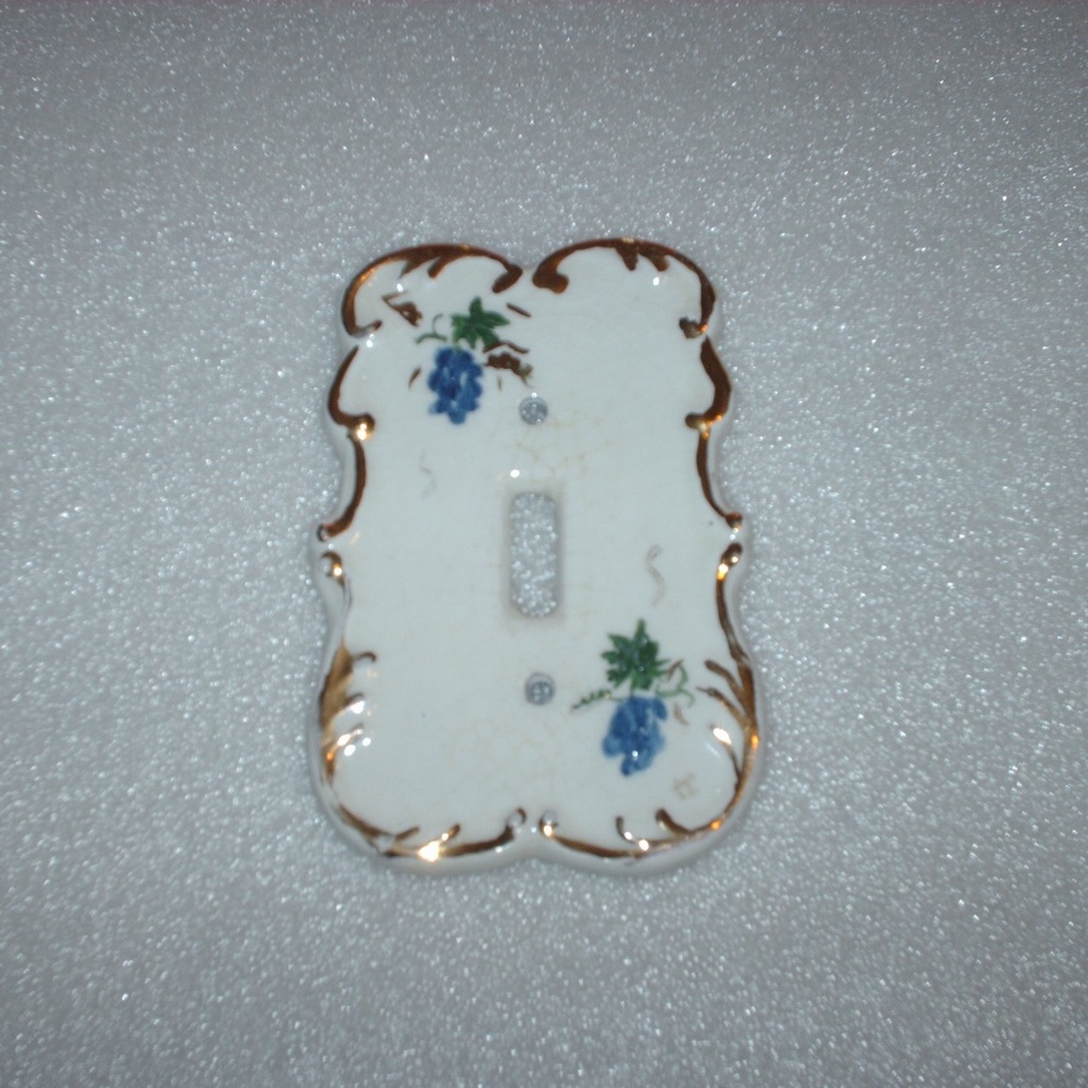 Antique hand-painted porcelain light switch covers - Picture 5 of 8